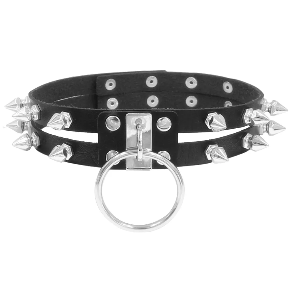 Chokers Gothic Black Spiked Punk Choker Collar Spikes Rivets Studded Chocker Necklace For Women Men Bondage Cosplay Goth Je Dhgarden Dhlyi