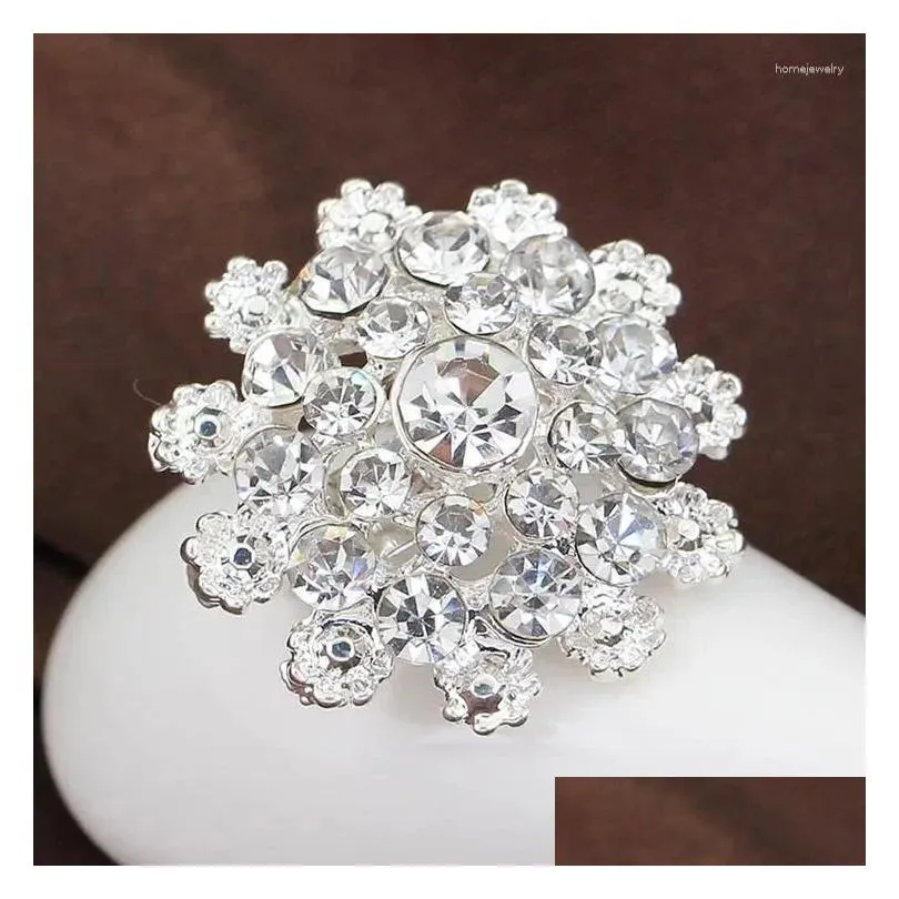 Pins, Brooches Fashion Shiny Rhinestone Snowflake Brooch Small Collar Pin Clothes Hat Bags Decoration Drop Delivery Jewelry Dh5Gn