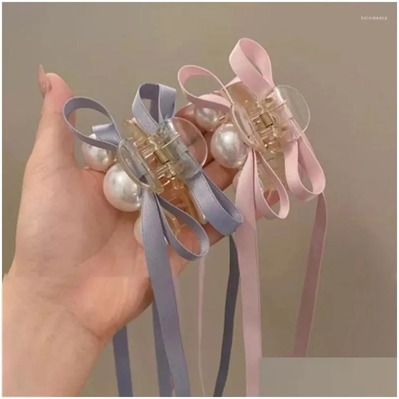 Hair Clips Ribbon Bow Slides Ballet Hairclip Pearls Bowknot Accessory Colorful Hairpin Stylish Headband For Women