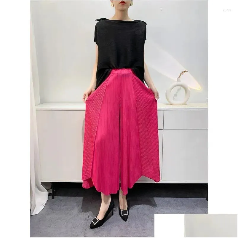 Women`s Pants 2024 Spring And Summer Pleated Women Loose Plus Size Wide Legs Bell-Bottom Irregular Comfort Casual Foreign