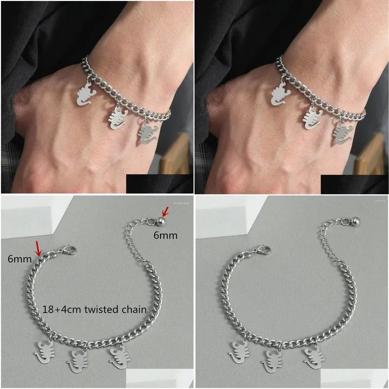 Charm Bracelets 316Stainless Steel Adjustable Men&Woman Bracelet The Scorpion Pendant Summer Trendy Accessories