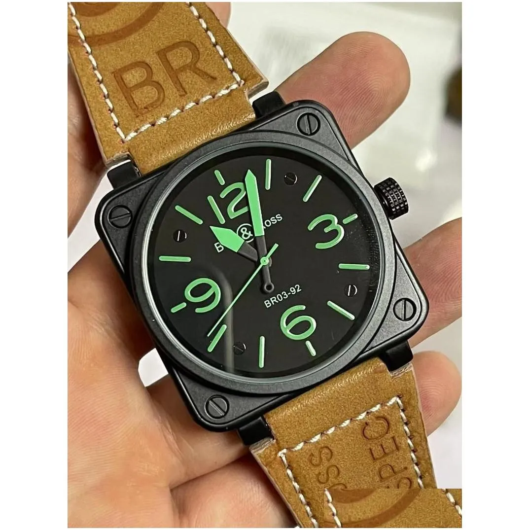 Wristwatches Men Matic Mechanical Watch Bell Brown Leather Black Ross Rubberwristwatches Wristwatcheswristwatches Drop Delivery Dhg8I