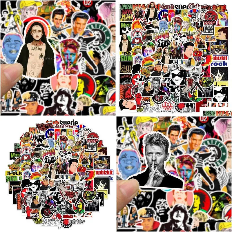 100PCS Popular Rock Roll Music Band Graffiti Stickers Punk Decals Guitar Motorcycle Skateboard Waterproof Cool Sticker