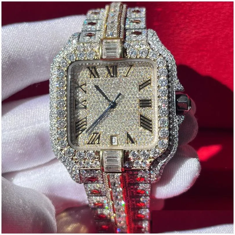 Wristwatches Cartis 5 Styles New Skeleton Vvs Moissanite Watch Iced Out Wristwatch Pass Diamonds Test Eta Luxury Sapphire Watches Ros Dhwen