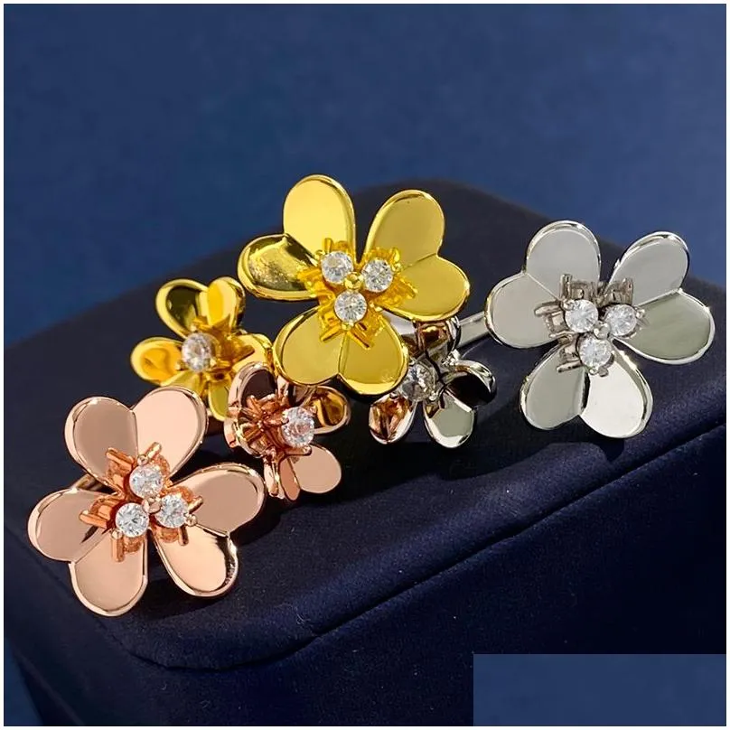 four leaf clover ring natural shell gemstone gold plated 18k for woman designer t0p quality diamond official reproductions european size premium gifts