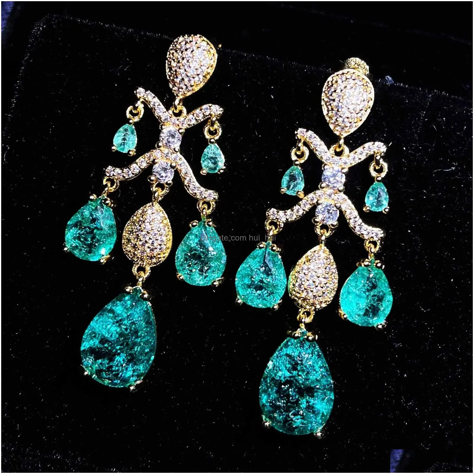 stud gold color silver tassel drop woman pear crystal pendant zircon earrings jewelry for valentine s day gift 230804