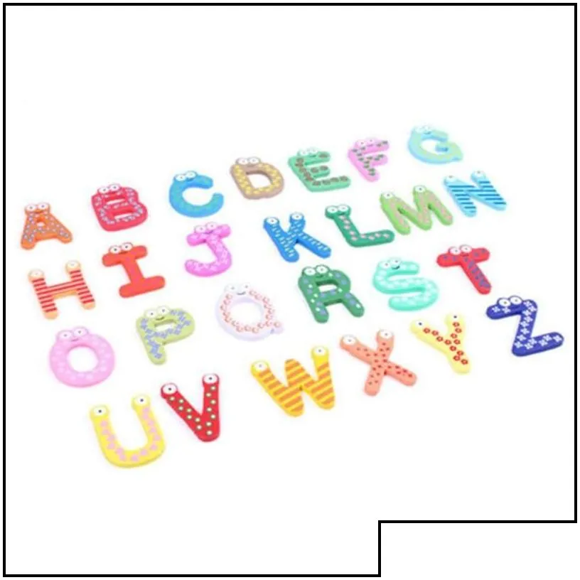 Fridge Magnets Kids Baby Wooden Alphabet Letter Cartoon Educational Learning Study Toy Uni Gift Drop Delivery Home Garden Xc Dh0J8