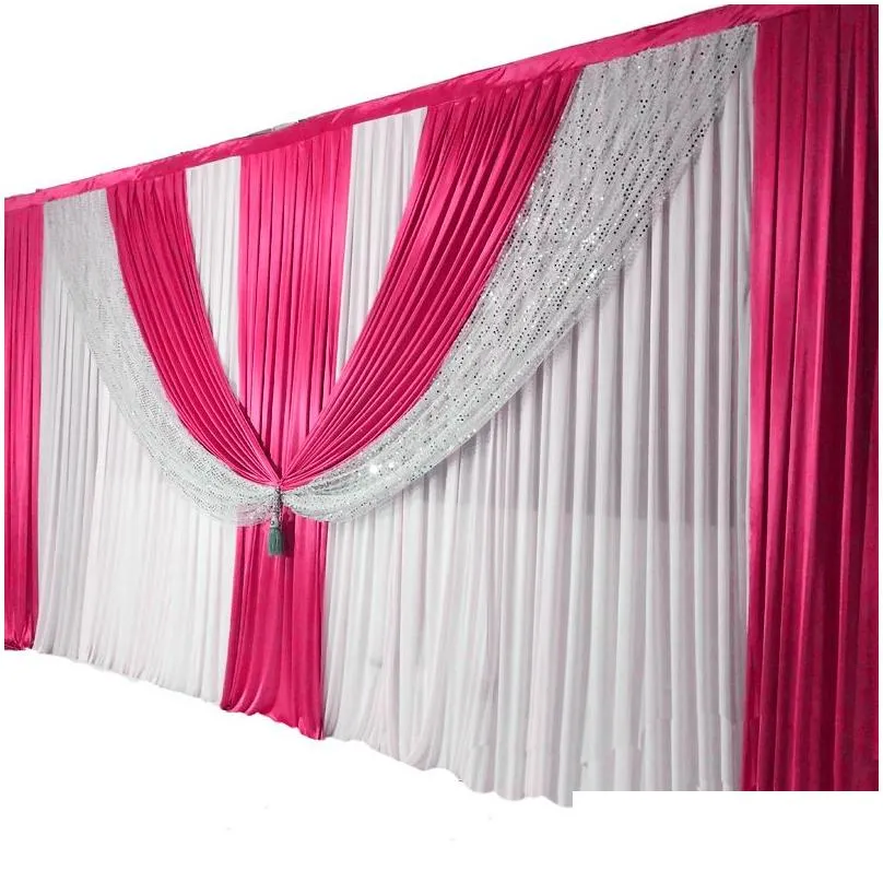 wedding stage decoration 10ftx20ft ice silk chiffon fabric elegant backdrop gs middle shiny silver drape background curtain baby shower party