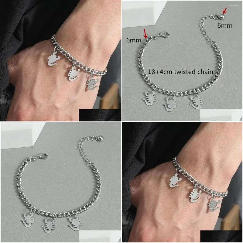 Charm Bracelets 316Stainless Steel Adjustable Men&Woman Bracelet The Scorpion Pendant Summer Trendy Accessories