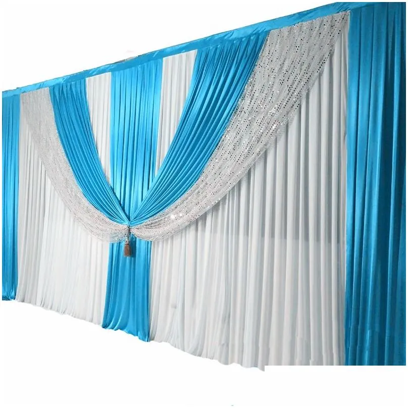 wedding stage decoration 10ftx20ft ice silk chiffon fabric elegant backdrop gs middle shiny silver drape background curtain baby shower party
