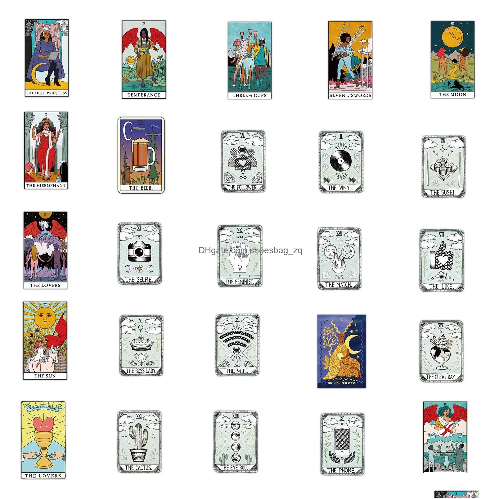 50Pcs Tarot-Card Stickers Non-random For Car Bike Luggage Sticker Laptop Skateboard Motor Water Bottle Snowboard wall Decals Kids