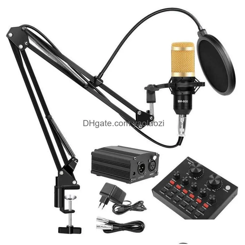 professional bm 800 studio condenser microphone kit vocal recording karaoke microfone with sound card mic stand for pc computer