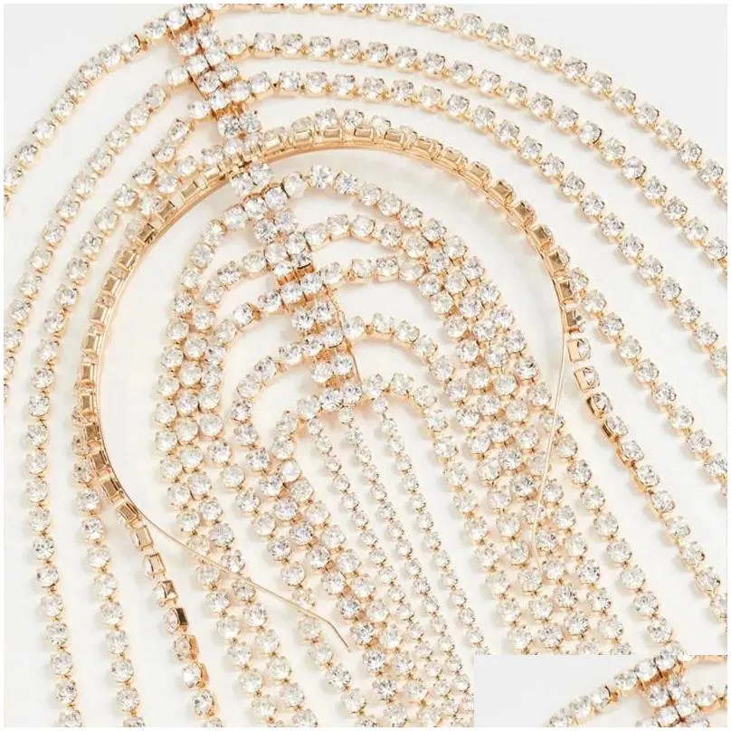 Hair Clips Fashion Long Rhinestone Head Chain Jewelry Crystal For Women Accessories Designer Cute Boho Bridal Headband Luxury Gift