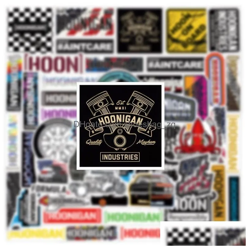 52Pcs Hoonigan Stickers HooniganCar JDM Racing Car Graffiti Stickers for DIY Luggage Laptop Skateboard Motorcycle Bicycle Sticker