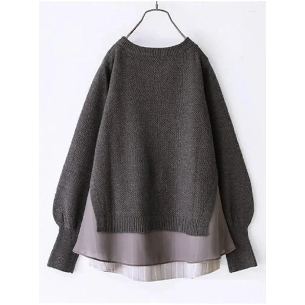 Women`s Sweaters Woman Clothing Pullovers 2023 Autumn/Winter Spliced Long Sleeve Top Streetwear Korean Fashion Knitwears