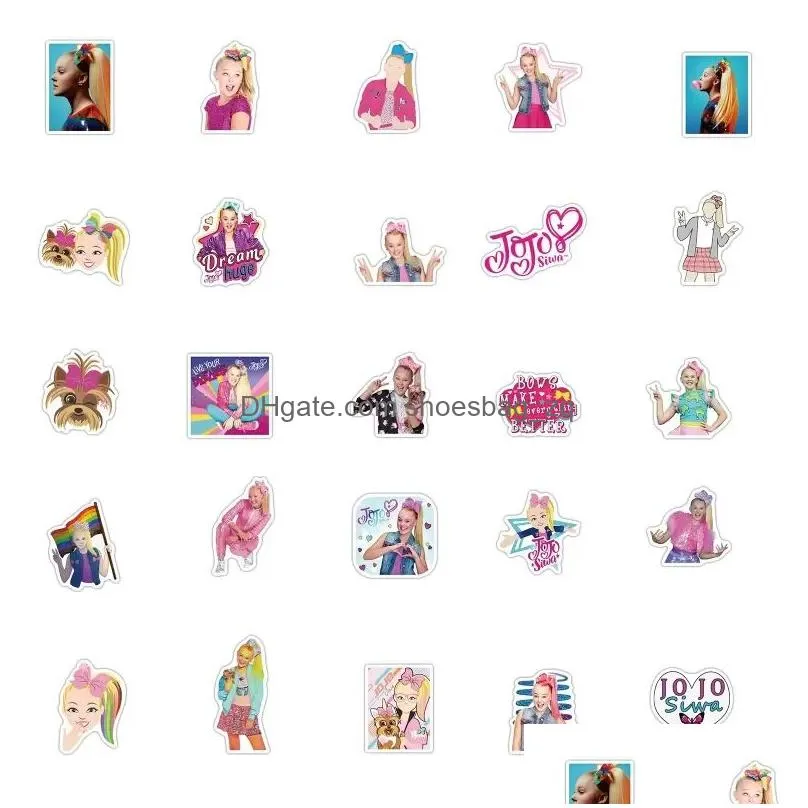 50pcs Singer JOJO SIWA sticker jojosiwa bows Graffiti stickers Kids Toy Skateboard car Motorcycle Bicycle Sticker Decals Wholesale