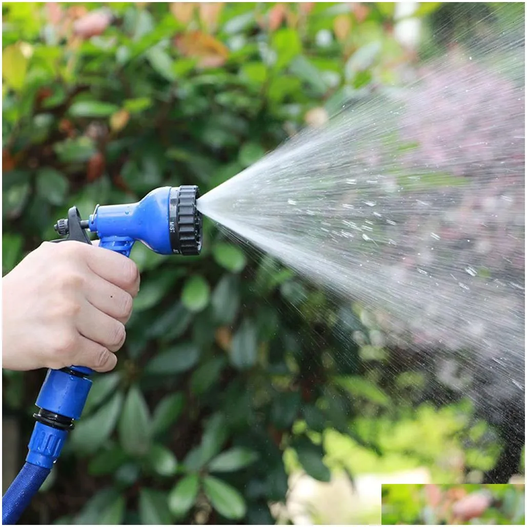 hoses 25ft 200ft selang taman air fleksibel dapat direnggangkan plastik cuci mobil pistol penyemprot penyiraman alat irigasi 230510