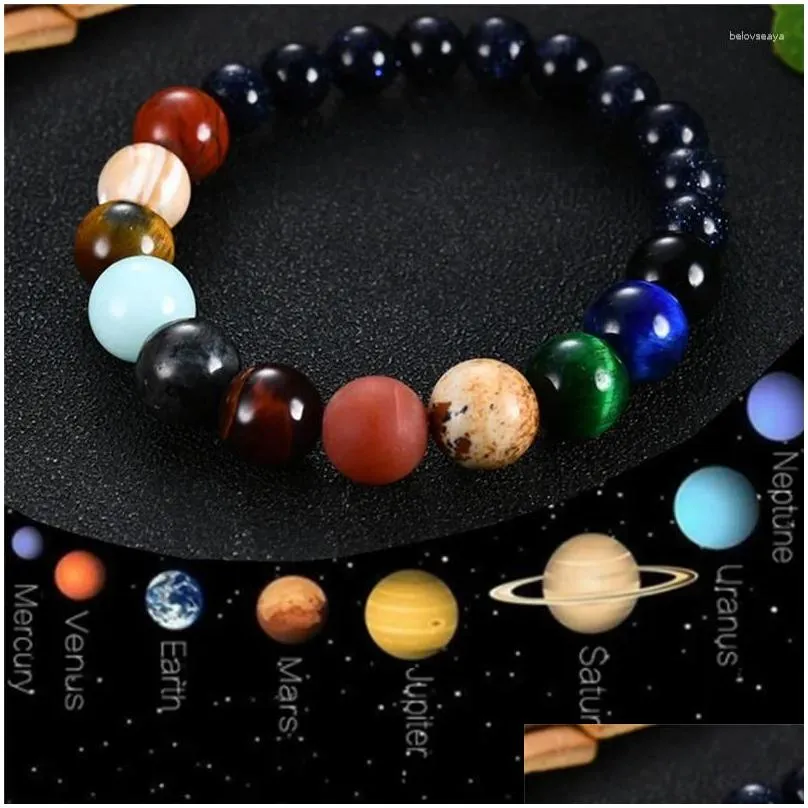 Strand High Quality Men Bracelet Natural Stone Chakra Beads Universe Solar Galaxy Planets For Women Unisex Jewelry