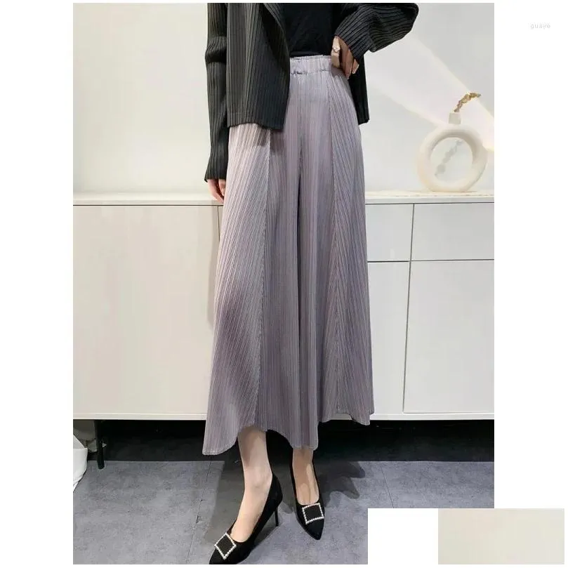 Women`s Pants 2024 Spring And Summer Pleated Women Loose Plus Size Wide Legs Bell-Bottom Irregular Comfort Casual Foreign