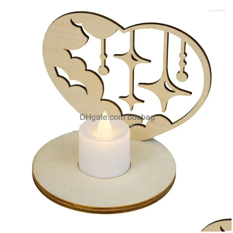 candle holders 1pc diy home decorations holder wedding party heart shape candlestick wooden hollow furnishings