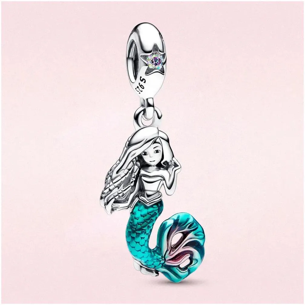 925 sterling silver fit women charms bracelet beads charm pendant pink hearts love mermaid gossip fashion