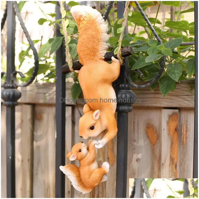 Decorative Objects & Figurines Squirrel Resin Decoration Creative Animal Ornaments Garden Windowsill Accessories Crafts Climbing Statu Dhlko
