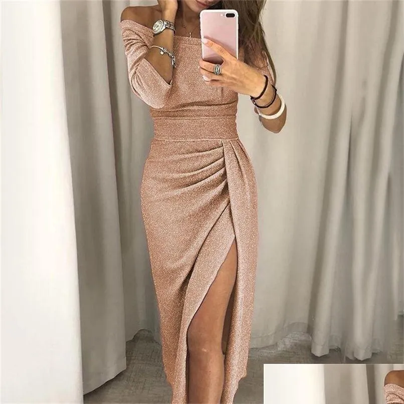 Spring Summer Women Clothes Elegant Long Dress Sexy Club Dress Evening Party Women Dresses Off Shoulder High Waist Vestido 220423