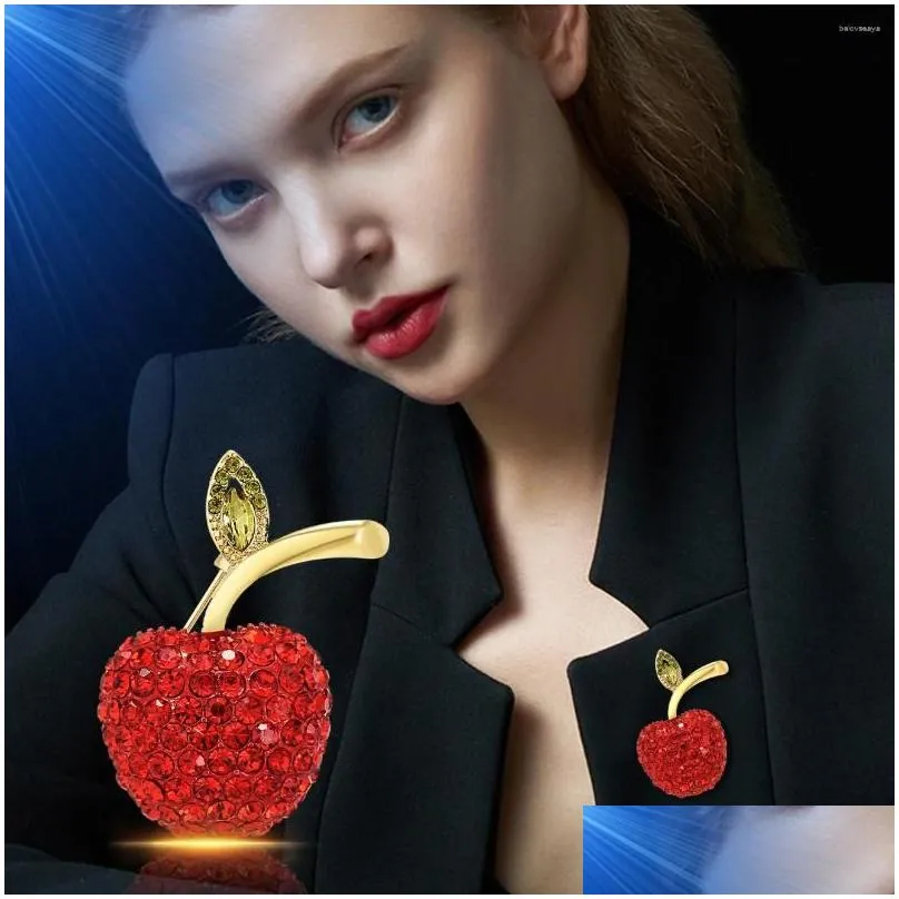 Brooches YYSUNNY Fashion Red Zircons  For Women Classic Fruit Corsage Pin Female Brooch Clothing Accessories Jewelry Gift