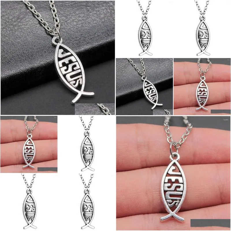 Pendant Necklaces 1pcs Jesus Fish Neck Necklace Accessories Jewelry For Men Crafts Chain Length 43 5cm