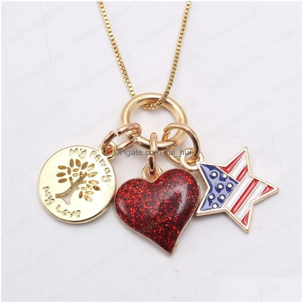 forth july kids girls charming pendant long chain necklace cute heart star baseball pendant necklace child jewelry