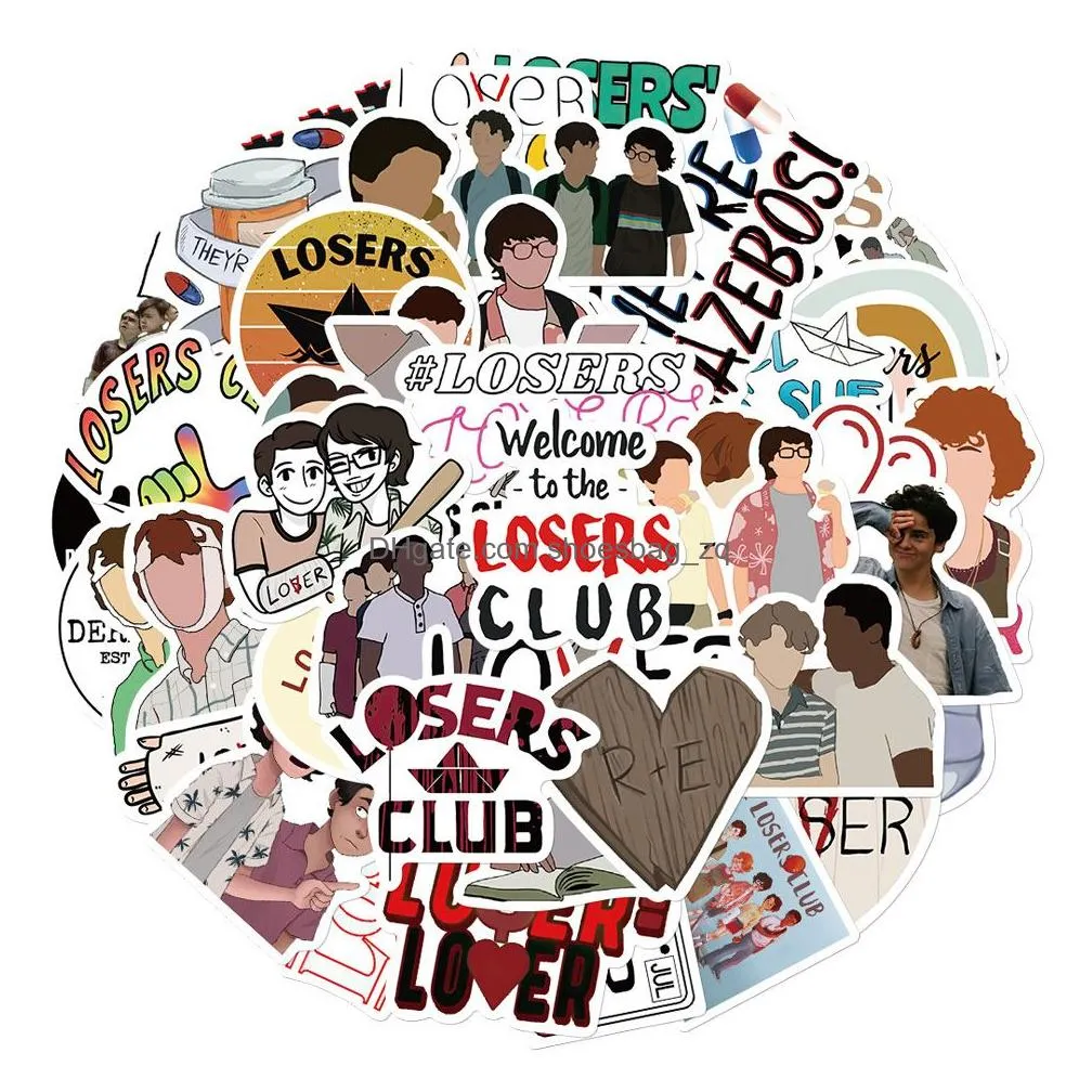 50PCS TV Series The Losers Club Stickers Stickers Cartoon Decals Kids Toy DIY Suitcase Scrapbook Phone Laptop Sticker