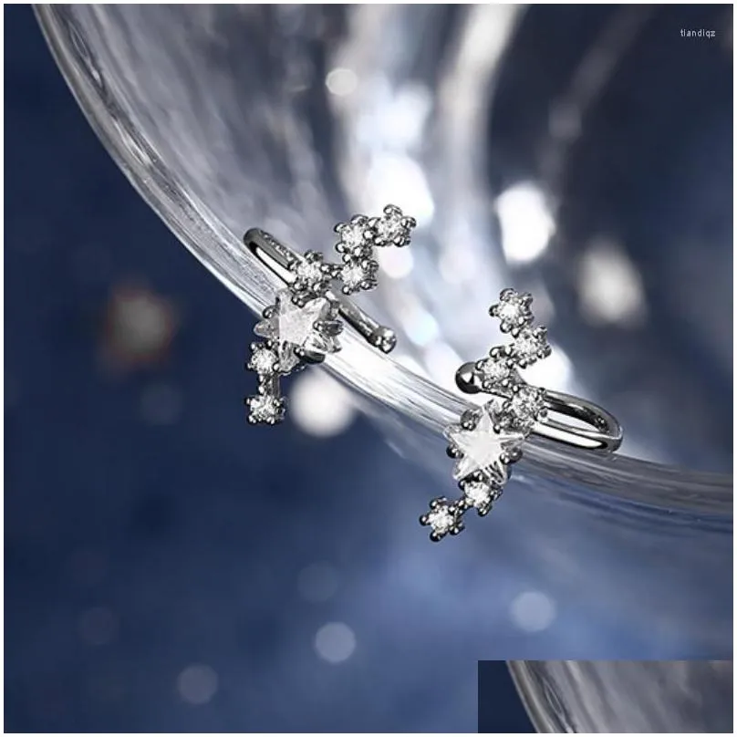 Stud Earrings Stars Five-Pointed Star Earring Flowers Inlaid With Zircon No Ear Hole Clip On For Girl Women Gift