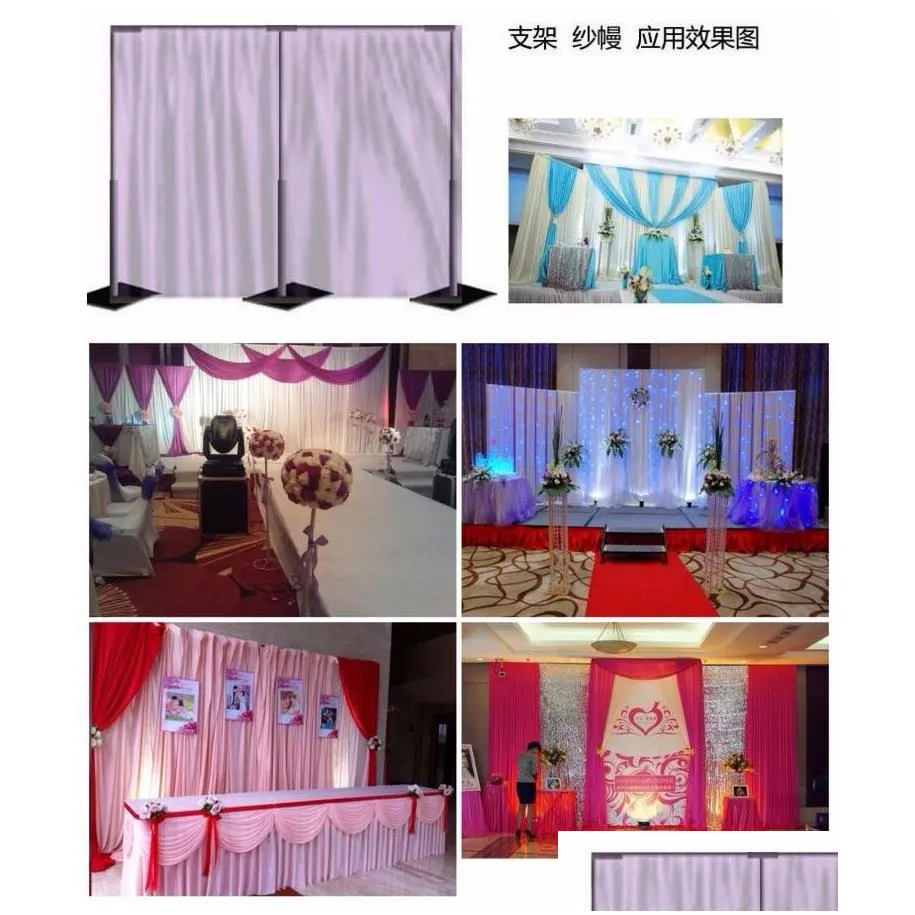 3mx6m doubled hanger wedding backdrop stand with expandable rods backdrop frame adjustable stainless steel pipe wedding props