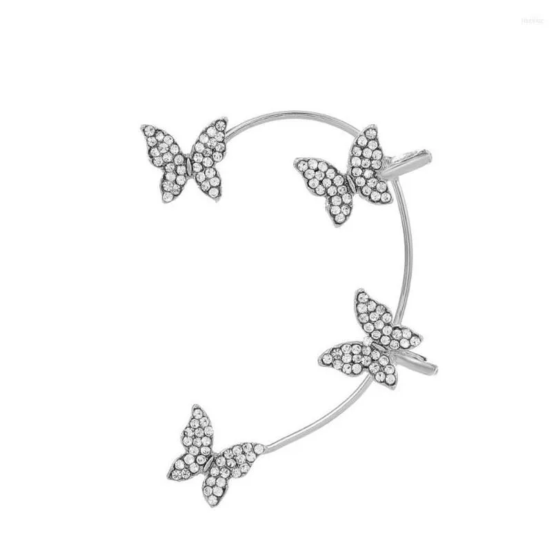 Backs Earrings Fairy Shining Zircon Butterfly Ear Cuff For Women Girls Without Hole Fake Clip Party Wedding Jewelry 2Z6