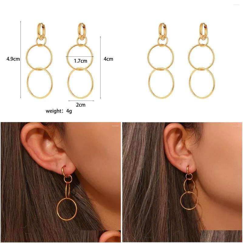 Hoop Earrings 2023 Minimalist Three Drop 18K Gold Plated Personalized Waterproof Jewelry For Women Party