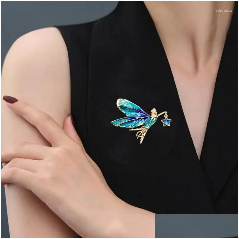 Brooches Butterfly Girl Brooch Female Angel Wing Dancer Coat Pins Fashion Clothing Jewelry Gift