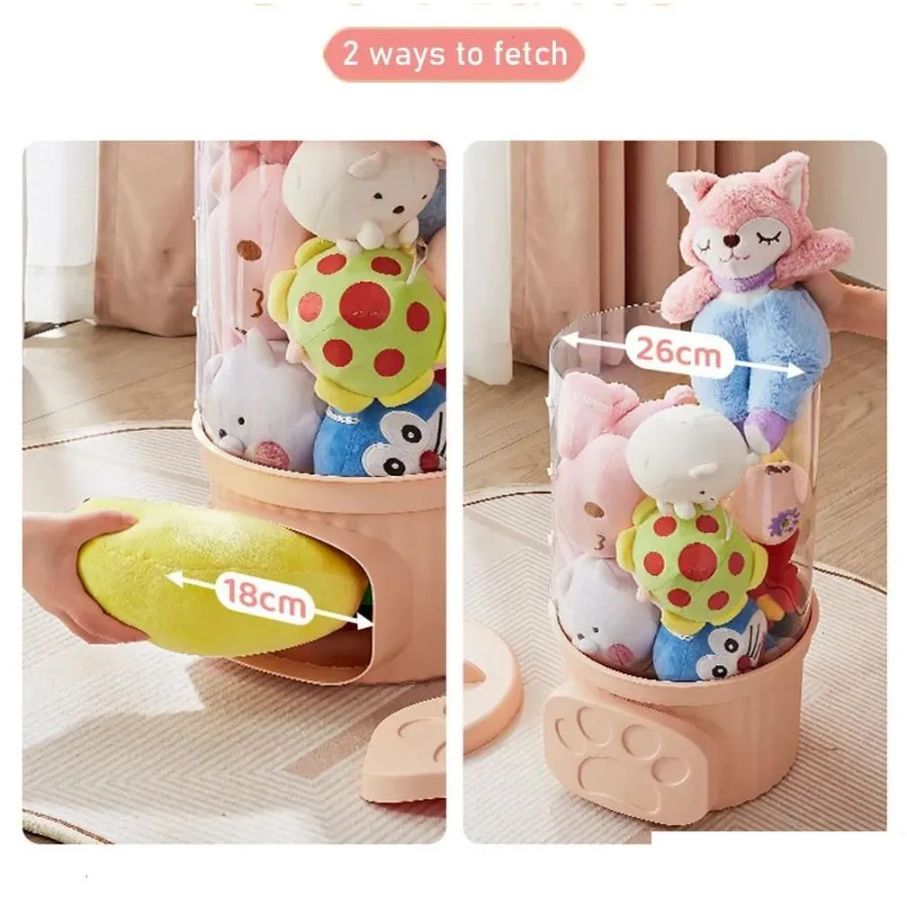 doll storage bucket transparent moistureproof tube for childrens plush toys organizer home organization and 240125