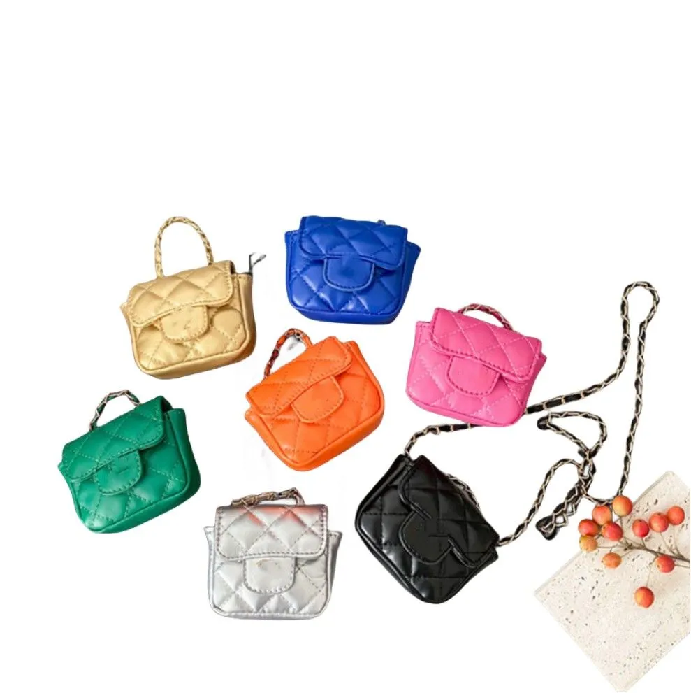 Luxury Girls metal letter handbag INS kids quilted chain messenger bags children colorful princess bag Mini wallet A7825