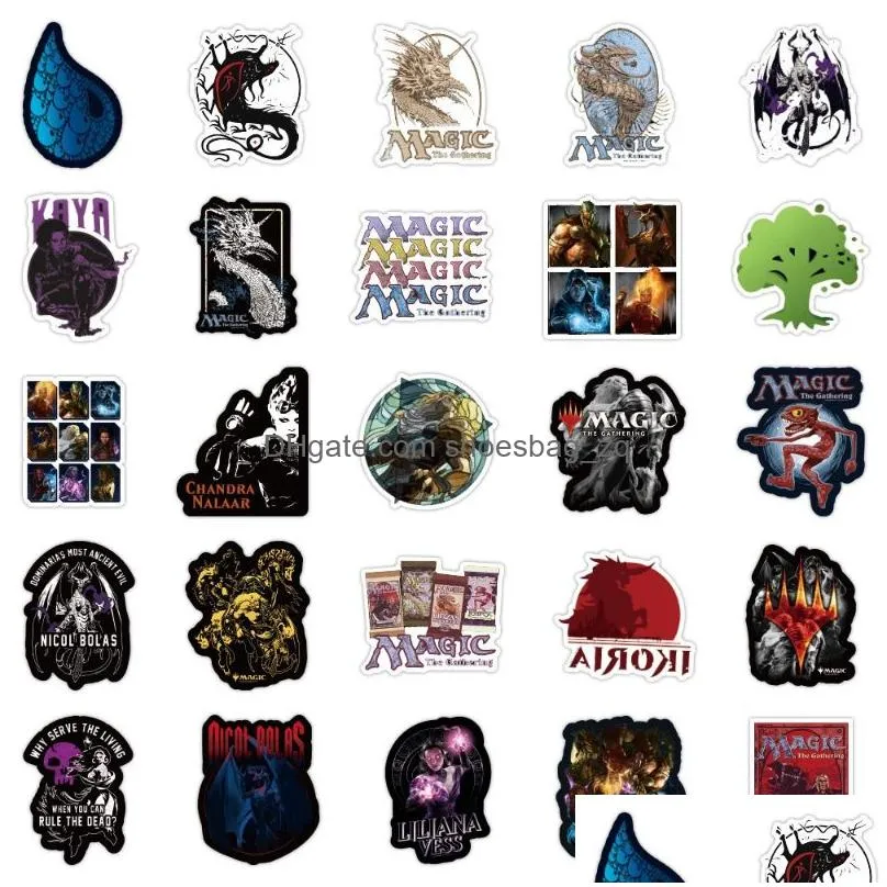 50Pcs/Lot Hot MTG Stickers New Magic the Gathering Game Cartoon Graffiti Sticker Trunk Guitar Water Cup Car Sticker Waterproof