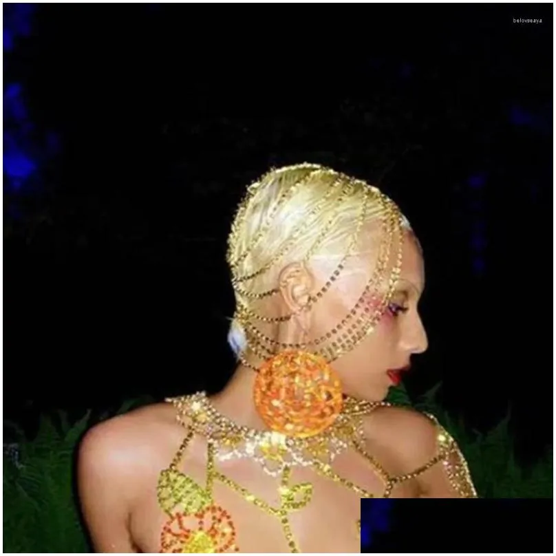 Hair Clips Rhinestone Tassel Head Chain Flapper Cap Headband Cover Face Jewelry For Girl Crystal Headpiece Accessories