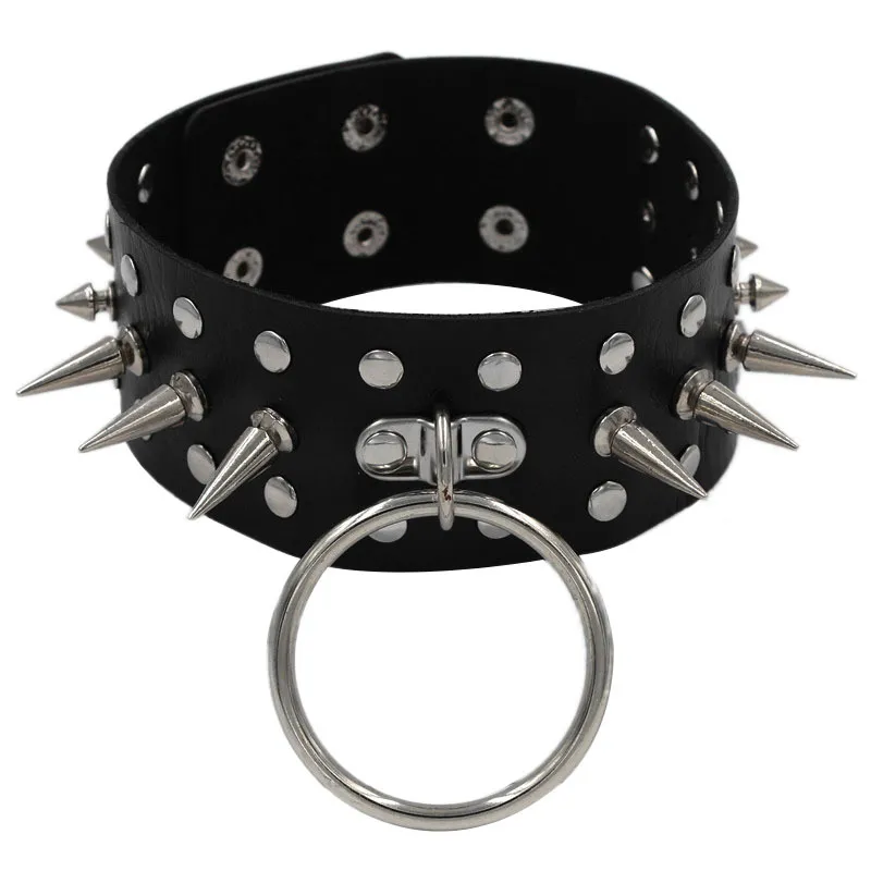 Chokers Gothic Black Spiked Punk Choker Collar Spikes Rivets Studded Chocker Necklace For Women Men Bondage Cosplay Goth Je Dhgarden Dhhnj