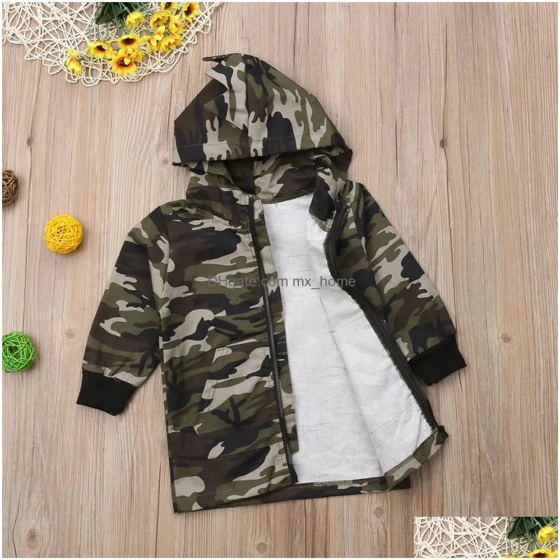 pudcoco 2019 brand dinosaur hooded kids baby boys camouflage zipper clothes hoodie tops jacket coat