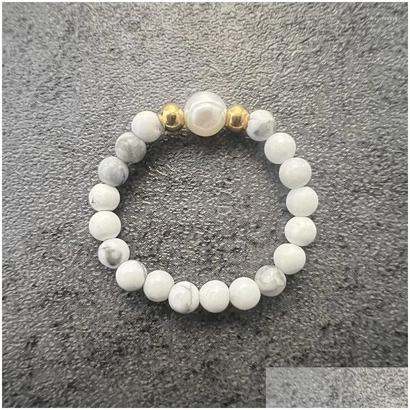 Cluster Rings Boho Natural Stone Party Ring For Women 2023 Handmade Jewelry Gifts Elastic Freshwater Pearl Wedding Wholesale