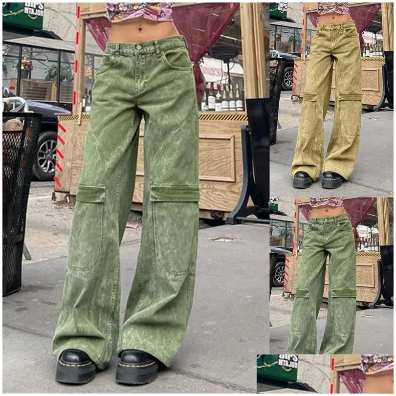 Women`s Jeans 2023 Cargo Pants Woman Relaxed Fit Baggy Clothes Black High Waist Previously Viewed Size Denim Women