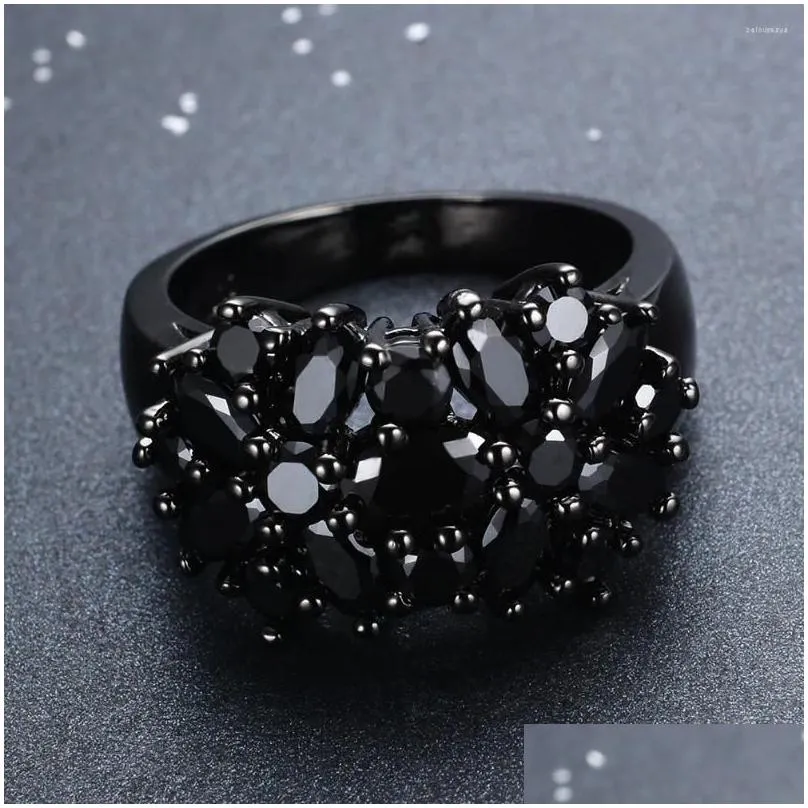 Cluster Rings Unique Fashion Women`s Black Oval Stone Ring Retro Wedding For Women Commitment Love Engagement Anniversary Gift