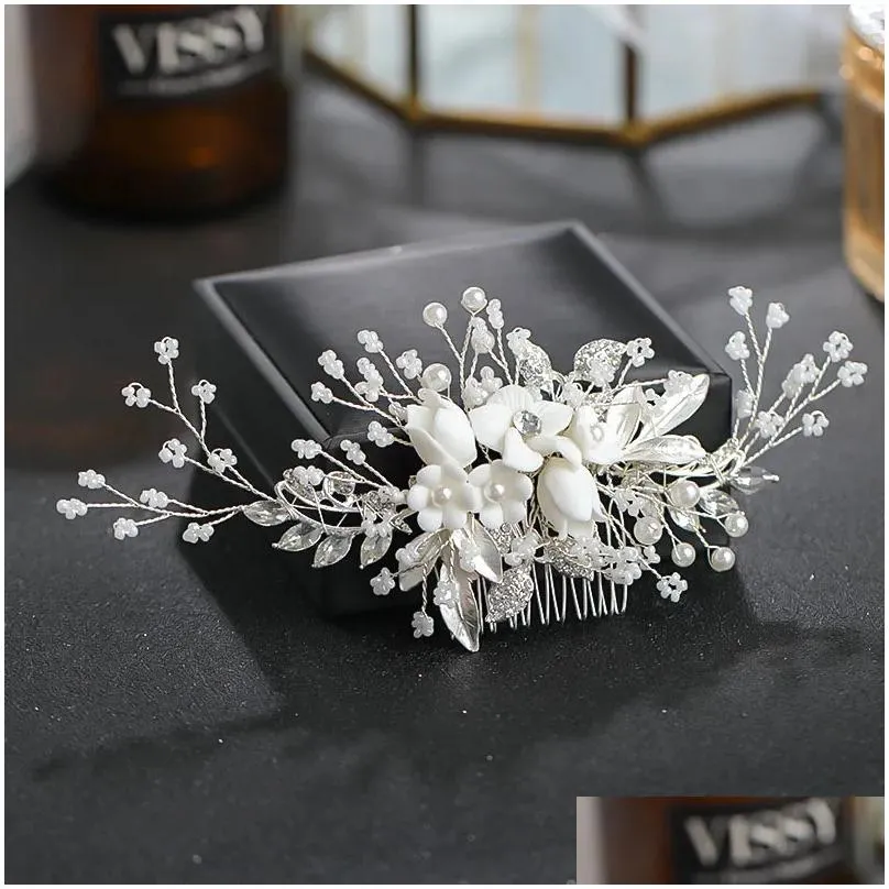 Hair Clips Style Bridal Comb Headdress Flower Handmade Pan Accessories TEN