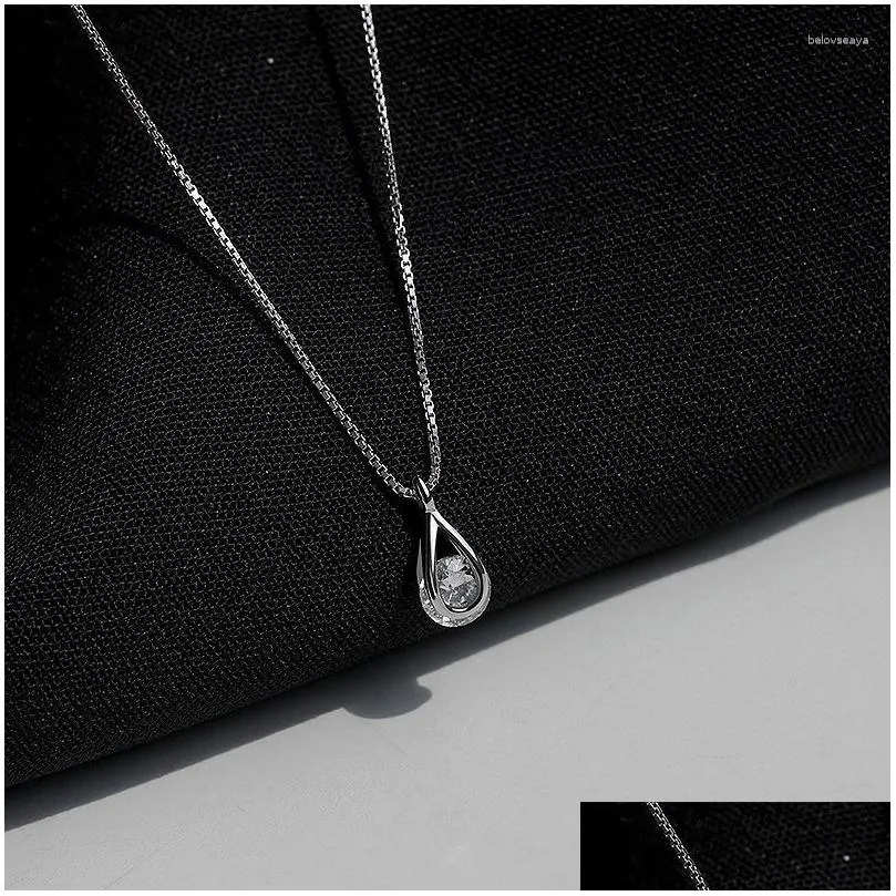 Jewelry Pouches Synthetic Moissanite Zircon Water Drop Necklace Female Summer Design Sense Geometric Clavicle