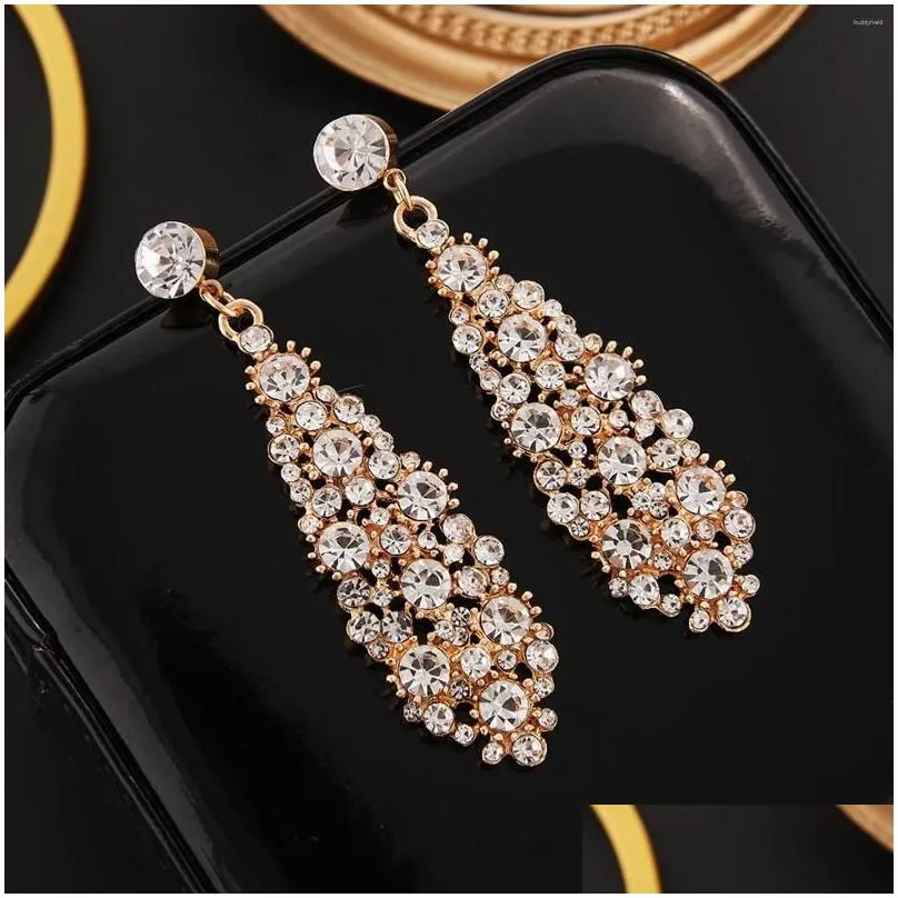 Dangle Earrings Light Long Rhinestone Female Hypo-allergenic Lightweight Ornaments For Birthday Stage Party Show Balls