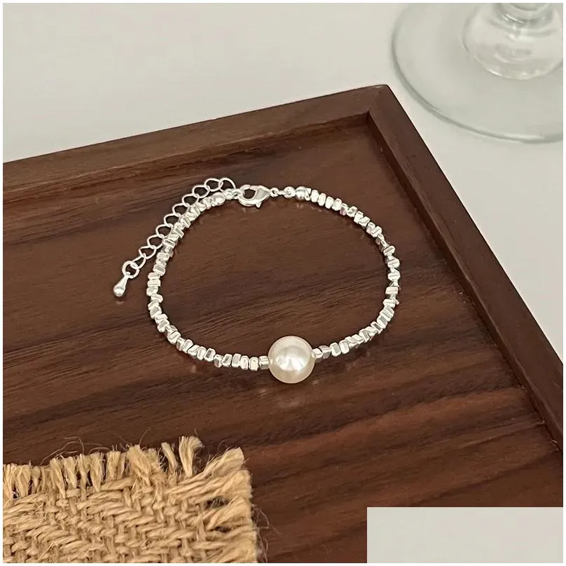 Bangle Design Light Luxury Exquisite Elegant Pearl Bracelet For Women Fashion Silver Color Jewelry Accessories Gifts