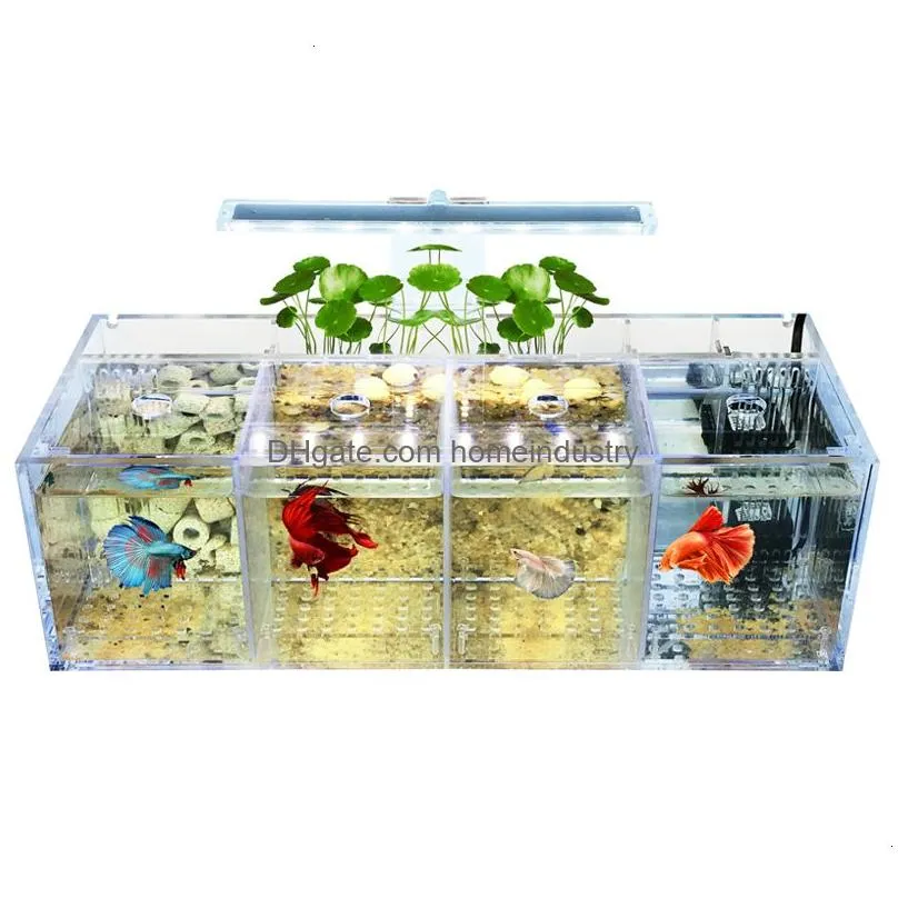 Decorations 220V Creative Betta Fish Tank Breeding Incubator Isolation Box Water Desktop Small Acrylic Ecological Aquarium 230915 Dro Dhxdr